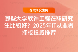 哪些大學軟件工程在職研究生比較好？2025年IT從業者擇校權威推薦